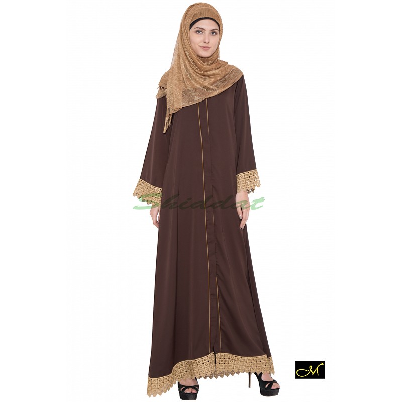 dark brown open abaya
